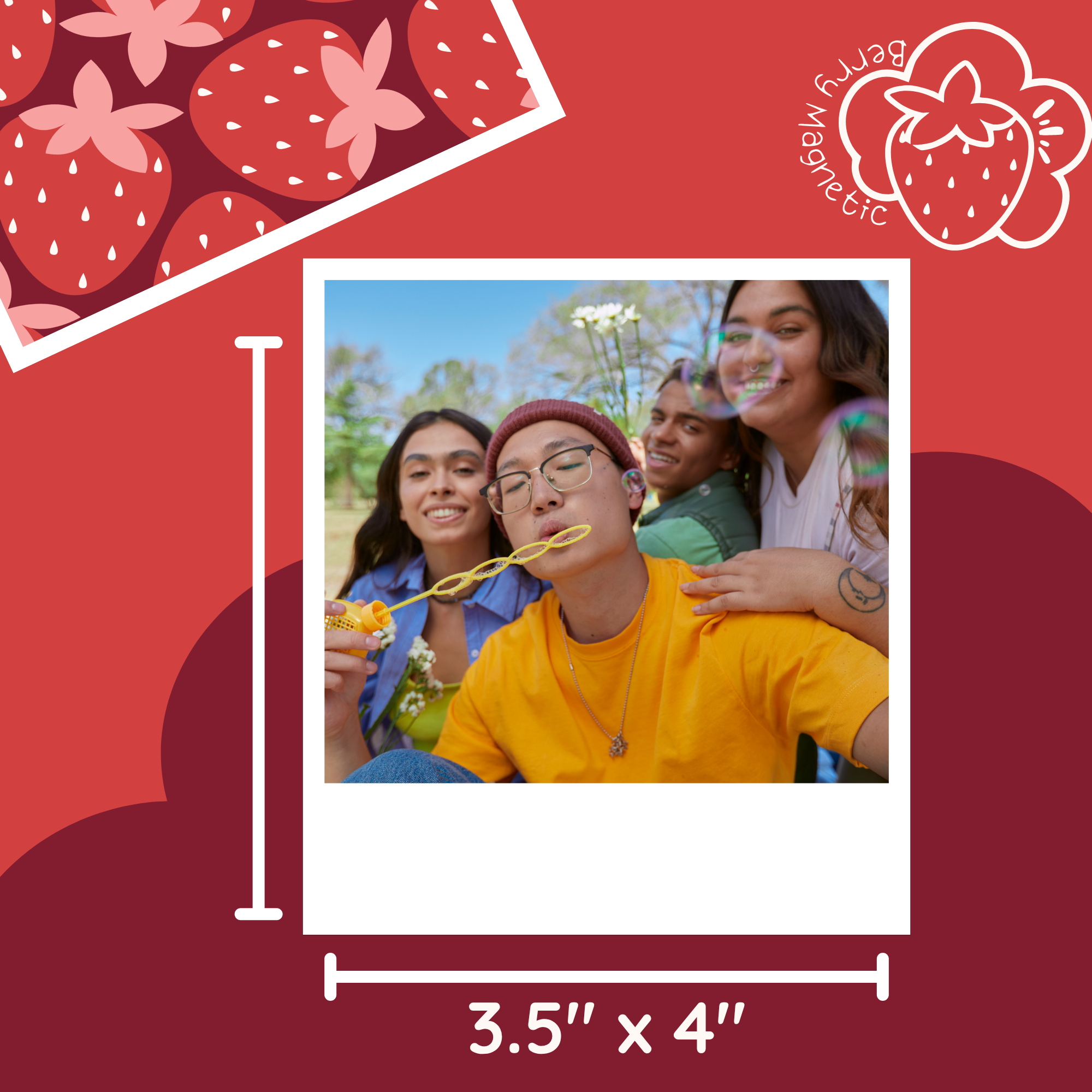 Classic Polaroid style 3.5"x4" personalized photo magnet for retro keepsakes on any metal surface